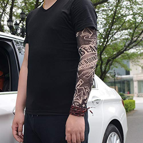 Yctze Prova i Raggi UV con i Nostri Manicotti per Braccio con Stampa di Tatuaggi Temporanei da 1 pezzo: Unisex, Tessuto Elastico, Facili da Indossare e Togliere per Feste, Sport e abbigliamento!