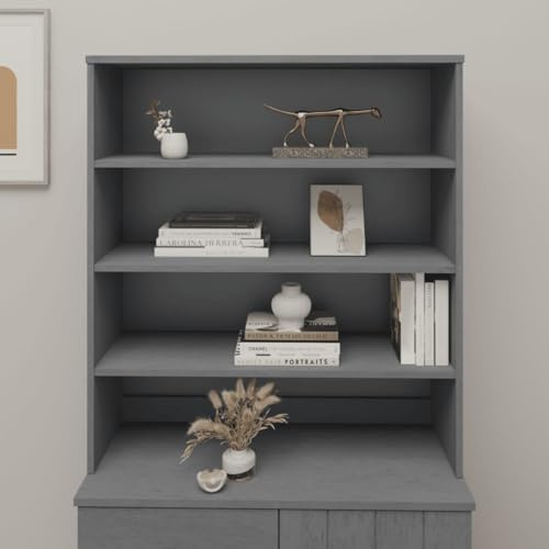 Hoopleep HAMAR Highboard-Oberteil Dunkelgrau, 90x30x100 cm Massives Kiefernholz, Praktischer Stauraum für Schlafzimmer und Wohnzimmer, Robuster Schrankaufsatz