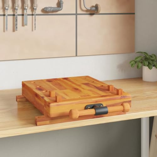 Arbeitstisch Werkstatt, Werktisch, Multifunktionale Arbeitsfläche, Werkbankplatte mit Schraubstock 52x44x9,5 cm Massivholz Akazie, Arbeitsplattform für Garage, Büro, Haus, Einfache Montage