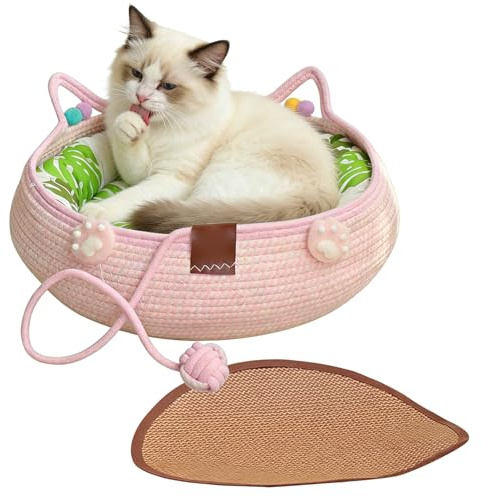 Byzieir Süßes Katzenbett - mit waschbarem Kissen und Rutschfester Unterseite - Komfortables Katzenbett Indoor Nest - Für Kätzchen und Welpen zum Schlafen, für Zuhause, Wohnzimmer, Balkon