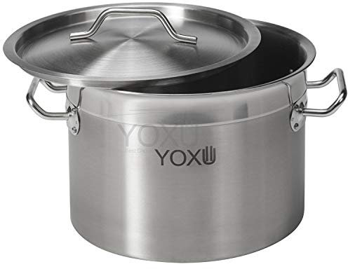 PENTOLA CON COPERCHIO ACCIAIO INOX 18/10 CUCINA CATERING RISTORANTE AISI 304 (Diametro 25 cm altezza 18 cm)