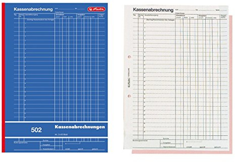 Herlitz 882415 Kassenabrechnungsbuch 502, Karton, A4, 2x50 Blatt blau (3er Pack)