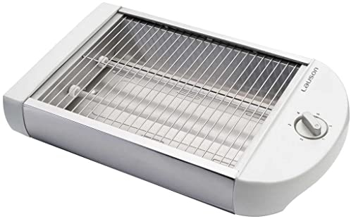 Lauson Tostadora horizontal, 600W, 4 rebanadas, Bandeja para migas extraíble, 2 lámparas, ATT113, Blanco