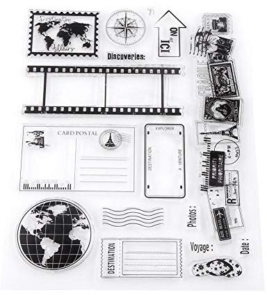 Akozon Sellos de silicona, sello transparente Akozon, tarjetas fotográficas para álbumes de recortes, postales, sello de goma de 14x18 cm, sellos de silicona