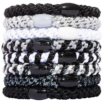 L. Erickson Hair Ties, Night Owl - 8 Pack Grab and Go Ponytail Holders - No Damage Hair Bands - Hair Accessories for Women