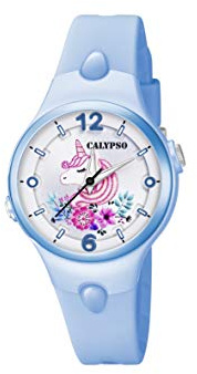 Calypso Mädchenuhr Analog aus Kautschuk Blau | Quarzwerk, Kinderuhr, Widerstandsfähiges Glas, Wasserdicht 10 ATM K5783/B