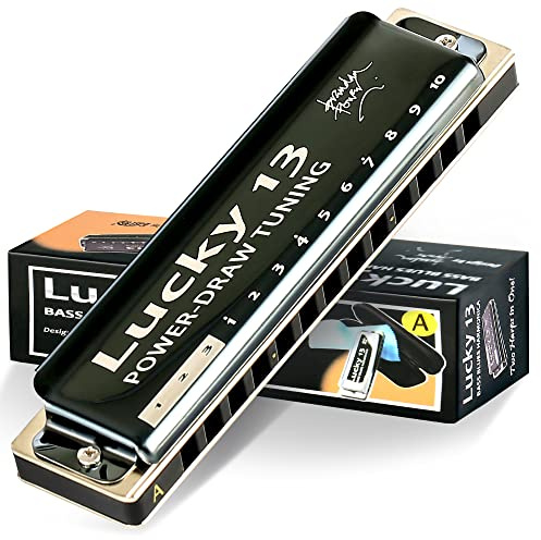 East top Lucky 13 Bass Plus Blues Harmonica 13 Holes Diatonic Harp Mouth Organ Professional Musical Instruments PowerDraw A key for Adults