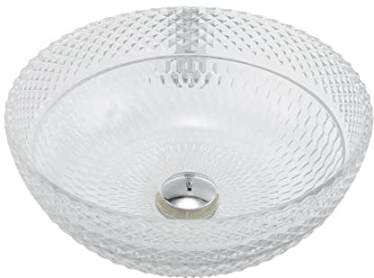 Ksunun Lavabo da Appoggio Lavabo in Vetro di Cristallo Trasparente Lavabo da Bagno Moderno Lavabo D'appoggio Design Rotondo con Tubo Pop-Up, per Bagno e Toilette