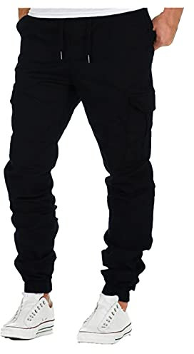 Walaka Pantalon de Jogging Cargo Harem Streetwear Hommes Sarouel Style Japonais Pantalon en Lin décontracté Homme Pantalon de Jogging Pantalon Baggy Chinois