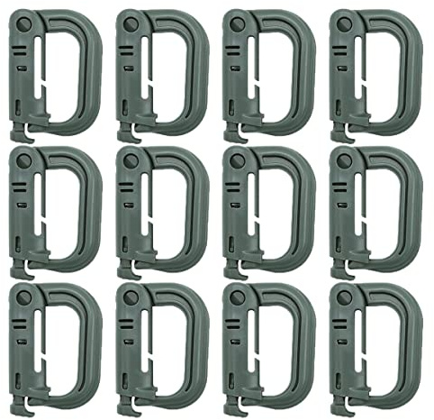 HOUSON 12 Stück D-Form Karabiner - Molle Zubehör Kunststoff Karabinerhaken Clip Set
