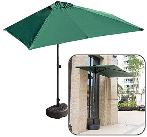 Halbschirm Balkon Klein Sonnenschirm 250x130CM Halber Rechteckig Schirm mit Ständer Wetterfest Stabiler Balkonsonnenschirm (Color : Grün)