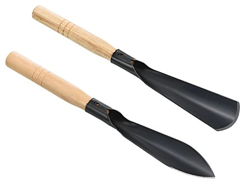 PATIKIL Jardin Truelle, 2 Ensemble Jardin Pelle Petit Main Pelle Truelle Jardin Outil Fleur Pelle avec Bois Manche pour Creuser Plantes, Noir