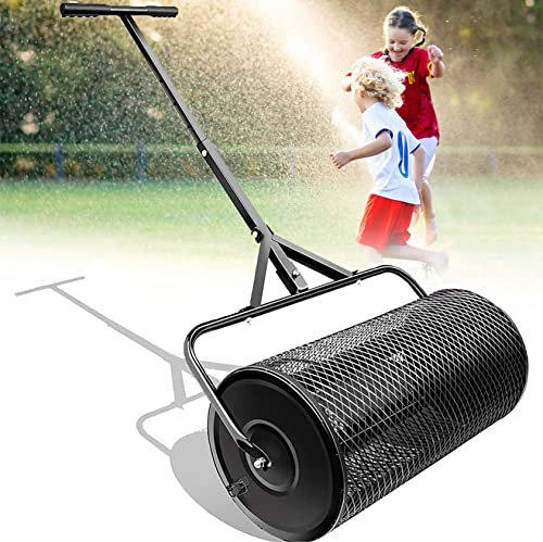 XDLYWUZIQ Rouleau épandeur De Fumier Léger, épandeur De Compost De 24 Pouces pour Pelouse, Jardin, Jardin avec Longue Poignée Réglable, Parfait pour épandre De La Mousse De Tourbe,Black
