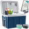 TOM 2in1 XXL Kühlbox 40l mit Kühl- und Heizfunktion – elektrische Coolbox mit Rollen – 230V & 12V Strom Anschluss – Elektrisch – für Auto, Camping, Wohnwagen & Co – PLUS Geschenk (Blau)