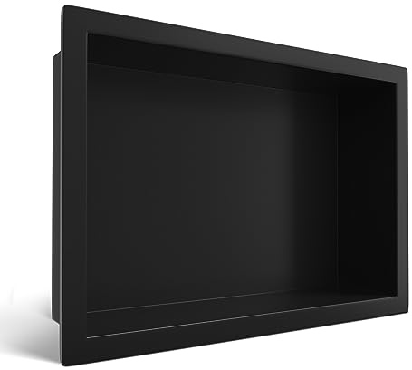 Balneo Wall-Box One Duschnische 30 x 20 x 10 cm, Edelstahl, Schwarz | Edelstahl AISI 304, Rahmen 18,7 mm, 1 % Gefälle, 100 % wasserdicht, 10 J. + 2 J. Beschichtung