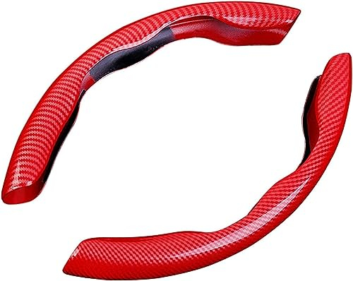 LVTFCO Auto Lenkradbezug für V-W Golf 5 6 7 8 GTE GTI GTD, Kohlefaser Lenkradhülle Segmentierter LenkradhüLlen Anti-Rutsch Wrap Lenkradabdeckung Innenausstattung Zubehör,C/Red