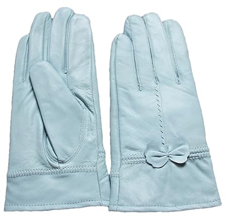 Dninmim Damen Lederhandschuhe Herbst und Winter Damen Handschuhe, Blau - Glacier Blue, One size