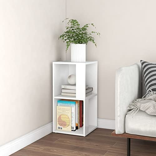 Gecheer Scaffale Angolare,Cube Libreria,Scaffale ad Angolo,Scaffale Libreria,Librerie,Libreria Angolare,Scaffale Porta CD,Libreria Scaffale in Legno Multistrato,Bianco 33x33x67 cm
