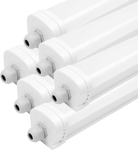Ledvion - 6x Feuchtraumleuchte LED, 120cm, 36W, 6500K, IP65, wasserdichte und schlagfeste, TL Leuchte für Innen und Außenbereich, Kellerleuchte, Nassraumleuchte, Feuchtraum, Wannenleuchte, Neutralweiß