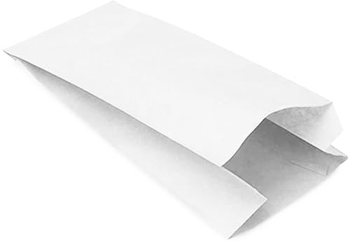 100 weiße Papiertüten ohne Griffe (20 x 10 x 6 cm), Kraftkarton, Geschenktüte, weiß, Hochzeit, Kommunion, Geburtstag, Süßigkeiten, Brot, Sandwich, Gebäck, Geschäft, Handel (20 x 10 x 6, 100 Beutel)
