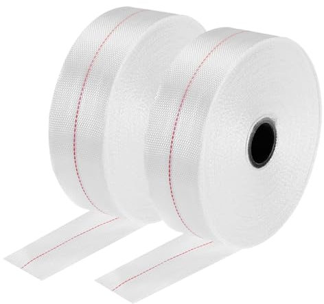 sourcing map 2pcs Fiberglass Cloth Tape 30m(33 Yard) x25mmx0.1mm E Glass Fiber Fiberglass Mesh Glass Fiber Mesh Woven Fiberglass Fabrics Insulation Tape for Reinforcement Repair