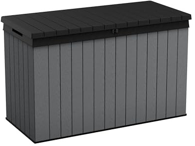 Keter Darwin Outdoor Storage Box 662L / 175 Gal | Wood-Look Evotech™ Composite | Waterproof Lockable Lid | Hydraulic Pistons | All-Weather UV Resistant