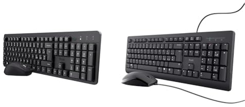 Trust Ymo II Set Tastiera e Mouse Wireless Silenziosi Italiano QWERTY, Tasti a Profilo Ribassato & Taro Set Tastiera E Mouse Cablati USB, Layout Italiano QWERTY, Per PC/Laptop/Notebook Mac