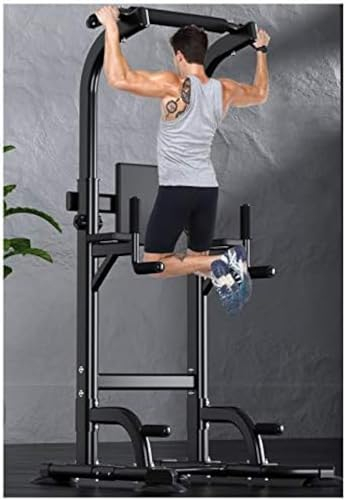 Power Tower, höhenverstellbare Klimmzug- und Dip-Station, multifunktionaler Heim-Fitness-Übungsturm, Dip-Ständer, professionelles Krafttraining, Fitnessgeräte, unterstützt bis zu 400 kg