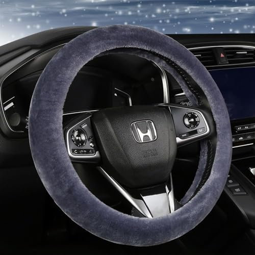 CHUYIX Universal Lenkradbezug Fell 38–39 cm Auto Lenkradabdeckung Weich Künstliche Wolle Auto Zubehör Lenkradbezug Fell Lenkradhülle Winter Auto Lenkradbezug Lenkradbezug Winter Warme