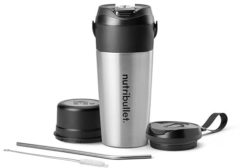 nutribullet Flip Portable Blender with Insulated Cup, Brushed Stainless, NBPB50350SS