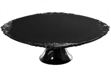 Golden Hill Alzata per dolci Alzatina torta e frutta, di plastica piccola (Nero, ø24 h10)