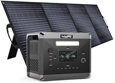 SolarPlay Tragbare Powerstation 2400w, 2160wh Solargenerator mit 12V- 48V 200W Solarmodul, mit 12 Aus- Anschlüsse, Stromgenerator für Camping, Wohnmobile & Stromausfälle mit 5 Jahren Garantie