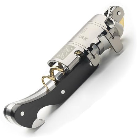 FALCORK® Reserva 352 - Optimiertes Kellnermesser zum sanften und kontrollierten Entkorken langer Korken von Premiumweinen mit dreistufigem Festhebel und 52 mm längerer Helix