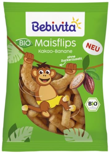 Bebivita Bio Maisflips Kakao-Banane (7 x 30g) | ab 3 Jahren, ohne Zuckerzusatz, glutenfrei, ideal für zwischendurch & unterwegs