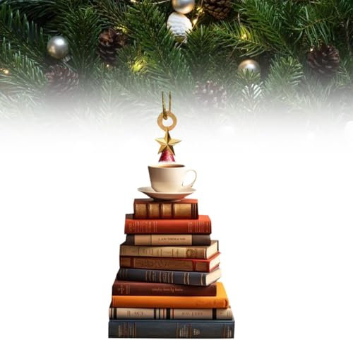 Christmas Tree Decorations - Bookworm Bookshelf Pendant, Book Christmas Tree Ornaments