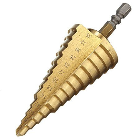Stufenbohrer,Kegelbohrer, 35 mm beschichteter Stufenkegelbohrer, 13 Stufen, Sechskantschaft