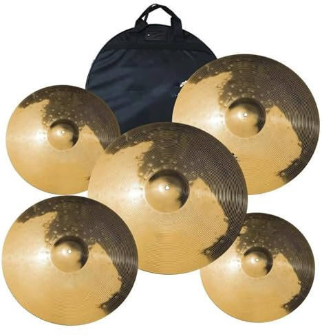 Juego De Batería De Platillos De Aleación De 5 Piezas Hihats De 14 + Crash De 16 + Crashride De 18 + Ride De 20 Con Bolsa Para Platillos