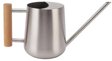 Regadera de Acero Inoxidable, Regadera de Acero Inoxidable de Boca Larga para Diseño de Caño Latas de Madera Flores de Metal Engrosado Doméstico 900 Ml de Capacidad para