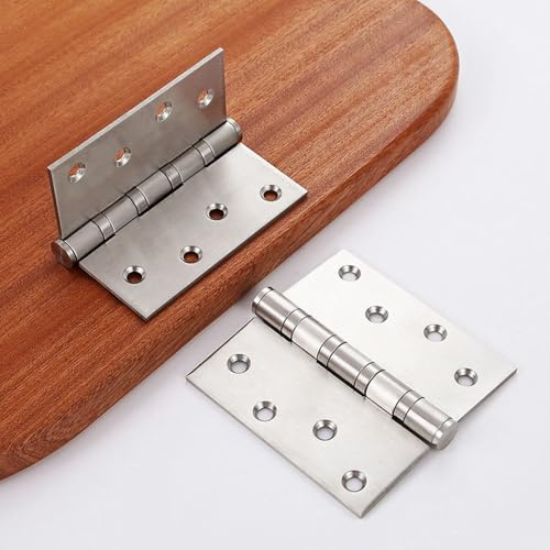 FarDeer 4 Inch (100mm) Polished Chrome Ball Bearing Hinges, Steel Door Hinge for Wooden Doors(1 Pairs)