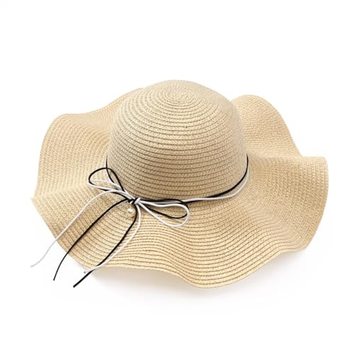 Eigso Khaki Stroh Eimer Hut für Frauen Woven Mesh Beach Sun Hats für Frau