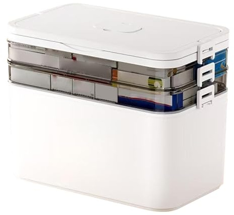 Lnhgh Caja de medicamentos, multicapa, soporte para píldoras, multiusos, transparente, organizador de medicamentos con múltiples capas para el hogar