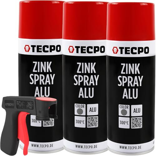 TECPO 3 aerosoles de zinc para metal y aluminio claro, 400 ml, pintura antioxidante, protección contra la corrosión, revestimiento de imprimación, protección contra la corrosión, barniz protector de
