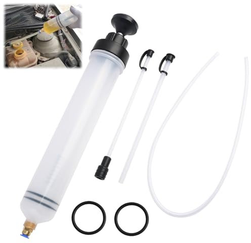 Jeringa Extractora de Aceite Manual 500ml, Bomba de Succión de Fluidos para Automóviles, Incluye 3 Mangueras Flexibles y 2 Anillos de Goma de Repuesto para Aceite de Motor, Líquido de Frenos y Más