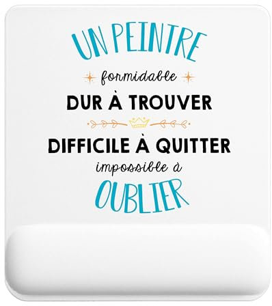 Planetee Tapis de Souris Un Peintre Formidable Blanc | Accessoire Bureau Ergonomique - Idéal pour Anniversaire, Collègue, Secret Santa Noël, Fête des Pères et Fête des Mères