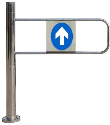 Stainless Steel 1-Way Swing Gate Universal Supermarket Safety Barrier Adjustable Width 20-43 In Single Door Revolving Entrance Gate (Left WXH 80x100cm)