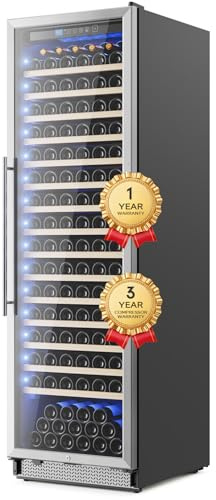 Vushine 24 Inch Wine Fridge, 187-Bottle Large Capacity Wine Cooler Refrigerator, Freestanding or Built-in Tall Wine Cooler with Upgraded Compressor, Low Noise For Home