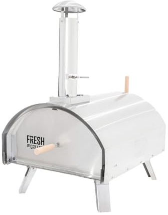Four à Pizza d’Extérieur Premium ⌀35cm – Multi-Combustible Bois Charbon Granulés – Double Paroi – Thermomètre Intégré – Pizzas Authentiques sur Pierre – Cuisson 60s 600°C [INCLUS Pelle & Pierre]