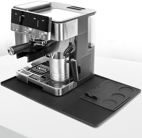 Silicone Coffee Mat with Convex Edge, 24''x16'' Coffee Bar Accessories Compatible with Ninja Luxe Cafe Accessories