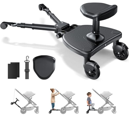 JoyCushy Pedana Passeggino Universale con Sedile Grande, Tavolette Portatili per Passeggini, per Bambini da 2 a 6 An (25 kg)