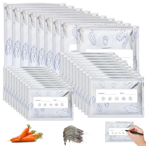 60 Stück Aluminiumfolie Gefrierbeutel Lebensmittelbeutel mit Reißverschluss